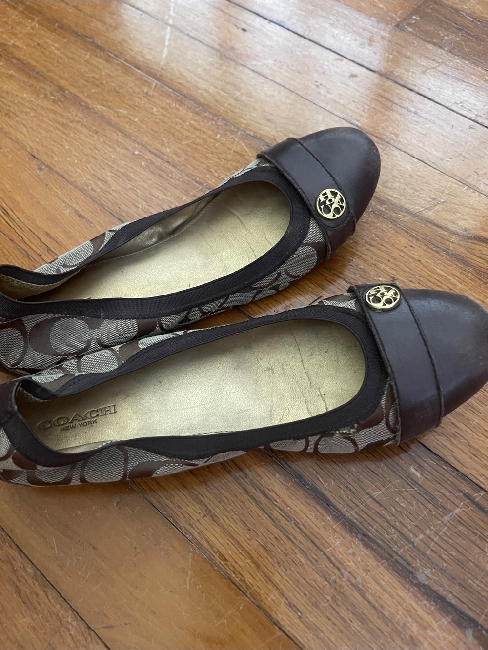 Coach Brown Canvas Signature Logo Ballet Flats - Picture 4 of 6